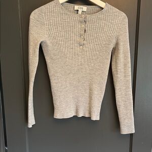 COS Heather Gray Ribbed Long Sleeve Top
